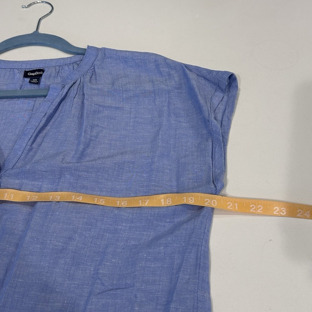Gap Blue Coastal Summer Chambray Short Sleeve Top Shirt Women's XS Lightweight - Picture 6 of 7